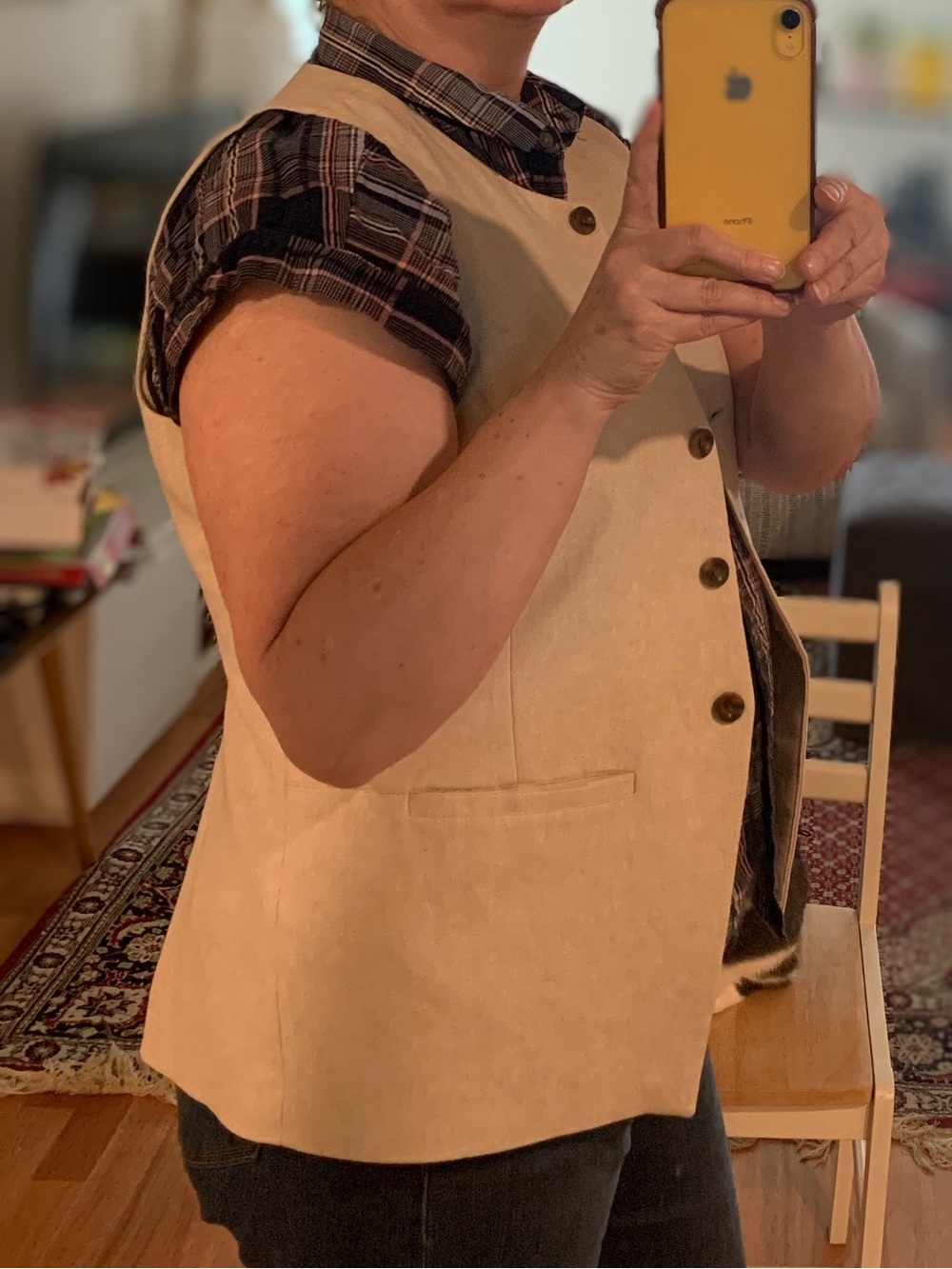 Neutral Cream Button-Front Vest - Picture 1 of 6